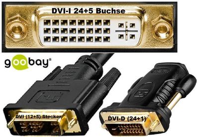 Adapter DVI I (24 + 5) 12 + 5 DVI D (24 + 1) mini DP VGA HDMI Buchse Stecker goobay®