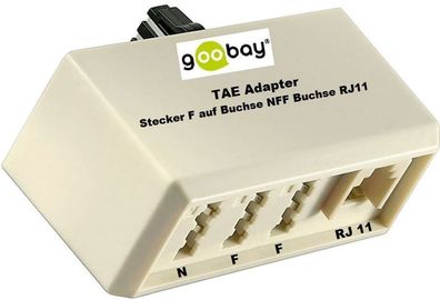 2x TAE Adapter F Stecker auf NFF Kupplung + Western RJ11 Buchse von goobay® NEU