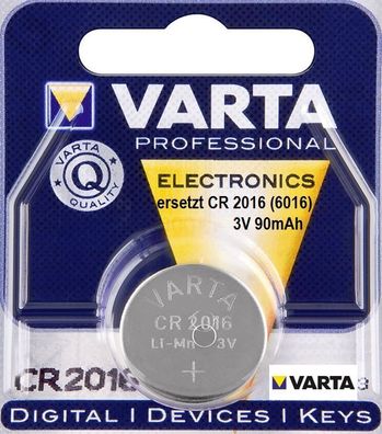 Varta Knopfzelle Lithium Batterie 3V 90mAh ersetzt CR 2016 (6016) Neu & OVP