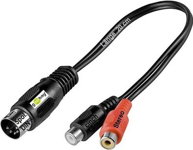 AV Adapter Kabel 0,2m DIN 5polig Stecker auf 2x Cinchkupplung Cinchkabel Stereo