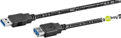 goobay® USB 3.0 Super Speed Kabel Verlängerungskabel USB A Stecker zu A Buchse