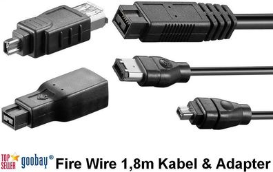 FireWire 1,8m Kabel & Adapter verschiedene Ausführungen 4 / 6 / 9 polig goobay®