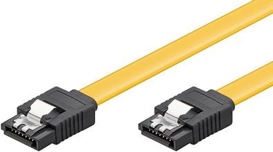 0,5m HDD S-ATA Kabel 1.5GBits / 3GBits / 6GBits mit Sicherungs-Clip f. SATA gelb