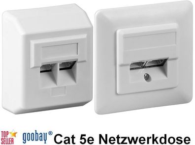 Abgeschirmte Cat5e Netzwerkdose 2xRJ45x8 Aufputz oder Unterputz cat 5e goobay®
