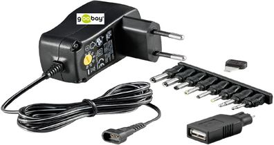 goobay ® Universal Schalt Netzteil 3 / 4,5 / 5 / 6 / 7,5 / 9 / 12 V mit USB OVP