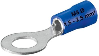 Kabelschuhe blau 1,5- 2,5 mm² Kabelöse Ring M8 Ø 8mm Quetschkabelschuhe Ringform
