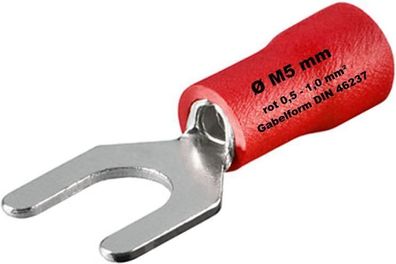 Gabel Kabelschuhe rot 0,5-1 mm² M5 Ø 5mm Quetschkabelschuhe Gabelform