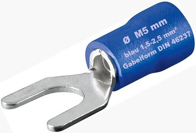 10x Gabel 5mm Kabelschuhe M5 blau 1,5-2,5mm² NEU & OVP