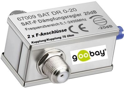 goobay ® Dämpfungsregler Dämpfung regelbar 0-20 dB 2x F-Kupplung 0,1 - 2400 MHz