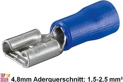 Kabelschuhe blau 1,5-2,5mm² Flachhülse 4,8mm Quetschkabelschuhe Flachform NEU