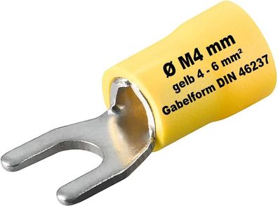 Kabelschuhe gelb 4 - 6 mm² DIN 46237 Gabel M4 Ø 4mm Quetschkabelschuhe Gabelform