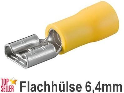 Kabelschuhe gelb 4,0-6,0mm² Flachsteckhülse 6,4 mm 6,3 x 0,8 4-6 mm² Teilisol
