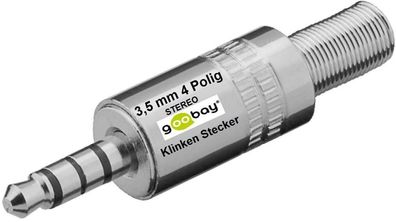 goobay® 3,5mm Klinke Stecker Voll Metall Klinkenstecker z. Löten 4 polig
