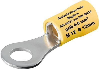 Kabelschuhe gelb 4 - 6 mm² Kabelöse Ring M12 Ø 12mm Quetschkabelschuhe Ringform