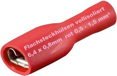 Kabelschuhe rot 0,5 - 1,5 mm² Hülse 6,4 Flachsteckhülse vollisoliert isoliert