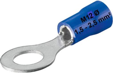 Kabelschuhe blau 1,5-2,5mm² Kabelöse Ring M12 Ø 12mm Quetschkabelschuh Ringform