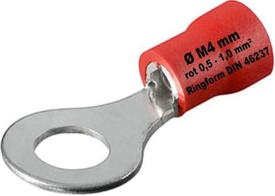 Kabelschuhe rot 0,5-1mm² Kabelöse Ring M4 Ø 4mm Quetschkabelschuhe Ringform NEU