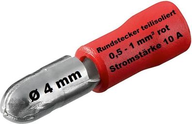 Kabelschuhe rot 0,5-1,0mm² Rundverbinder Stecker 4,0mm, NEU & OVP