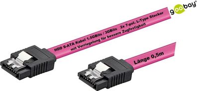 0,5m S-ATA Kabel Sicherungs Clip HDD S ATA Kabel 1.5/3GBits 7-pol. L-Type SATA