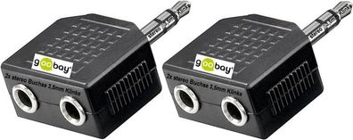 2x Y Audio Adapter Verteiler 3,5mm Klinke Stecker 2x 3,5 Klinken Kupplung Buchse