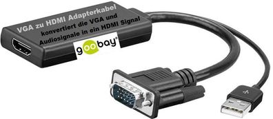 goobay ® VGA Stecker USB A Stecker zu HDMI A Buchse Adapter Kabel 1920 x 1080P