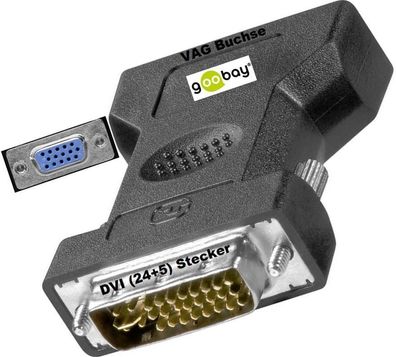 goobay ® VGA Adapter DVI (24 + 5) Stecker > 15pol VGA HD-Buchse NEU & OVP