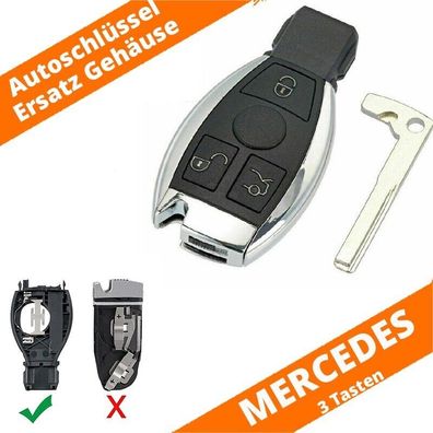 Autoschlüssel 3 Tasten Gehäuse Chrom für Mercedes Benz W245 W204 W211 W212 W164