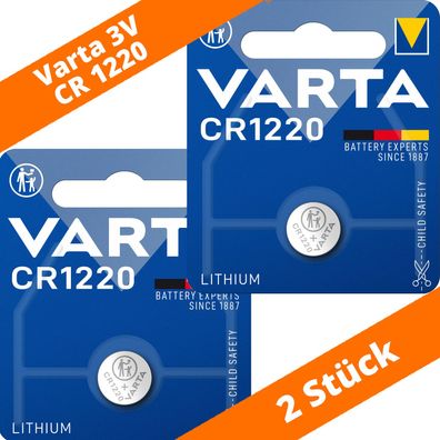 2 x Varta CR 1220 DL1220 3V Lithium Batterie Knopfzelle 35mAh Blister 6220