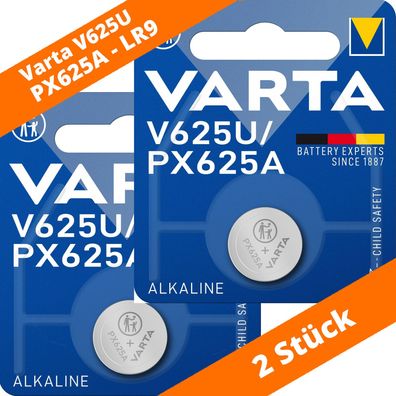2 x VARTA V625U 625A PX625A LR9 625U 4626 Knopfzelle Batterie 1,5V Alkaline