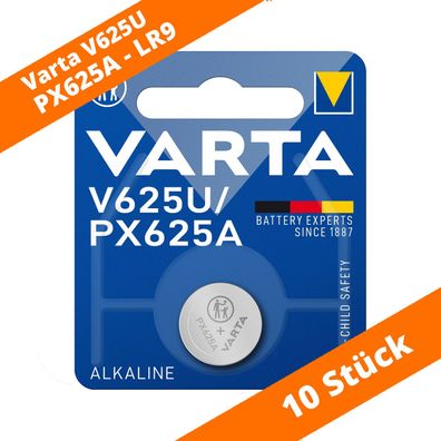 10 x VARTA V625U 625A PX625A LR9 625U 4626 Knopfzelle Batterie 1,5V Alkaline