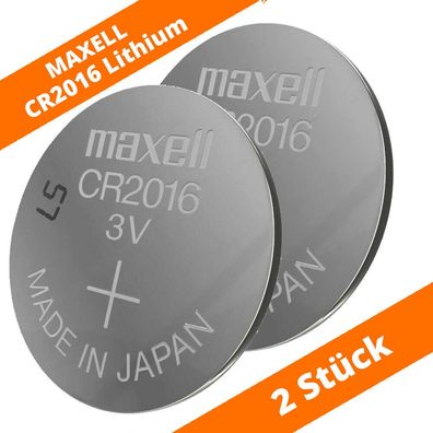 2 x Maxell CR2016 Knopfzelle 3V Lithium Batterie Autoschlüssel LED-Kerzen