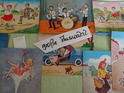 alte Postkarten AK Import WM Namenstag Humor Karikaturen Sprüche