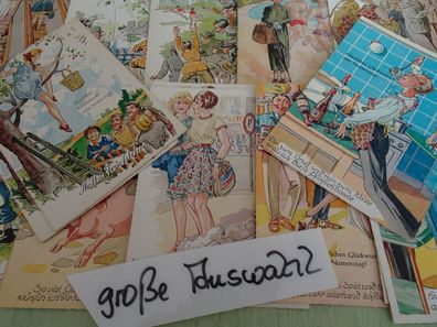 alte Postkarten AK Namenstag ua Humor Karikaturen Spaß Scherz Witz Import