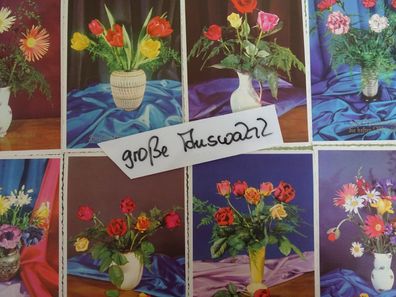 alte Postkarten AK Namenstag Geburtstag Retro Vintage Blumen geprägte Schrift