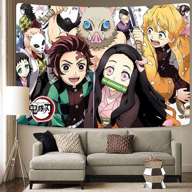 Anime Demon Slayer Wandteppich Tanjirou Tapestry Nezuko Wandbehänge Hintergrund Tuch
