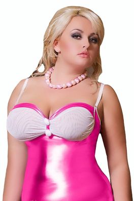 Plus Size Wetlook Kleid Pink Metallic Look Minikleid Übergröße 38/40 bis 54/56