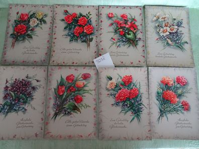 alte Postkarten AK Blumen zum Geburtstag Sort 663 GL SETs: