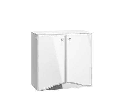 Glamour Kleine Kommode 09 weiß glänzende Zweitüriger Schrank für Wohnzimmer