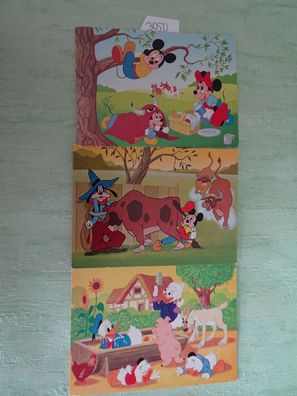 3 alte Postkarten AK Walt Disney Horn Verlag Germany 2049 Picknik Freibad Stier