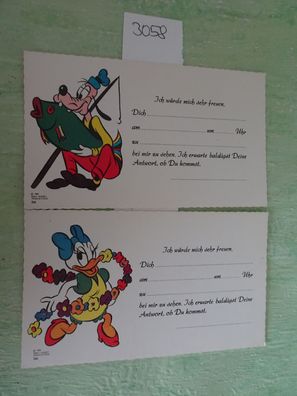 2 alte Karten AK Walt Disney C) 1994 DP 266 Einladungskarten Goofy Daisy