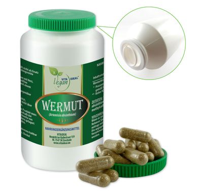 VITA IDEAL Vegan® Wermut Kraut Kapseln -Artemisia absinthium- Tagesportion 540mg