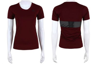 ADIDAS Damen Laufshirt Runningshirt ClimaLite Fitness T-Shirt bordeauxrot XS/34