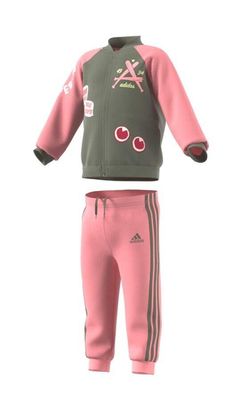 ADIDAS Kinder Baby Jogginganzug Trainingsanzug Sportanzug Baumwolle rosa / oliv