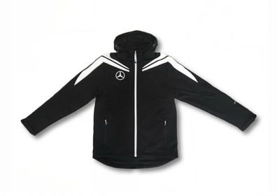 Mercedes Herren Softshell Jacke Outdoor Jacket abzippbare Kapuze schwarz/ weiß S