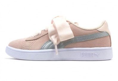 Puma Smash V2 Ribbon Kinder Sneaker Mädchen Leder Schuhe rosa Gr. 28 od. 29