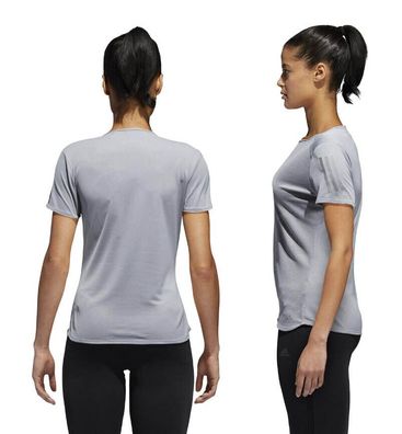 ADIDAS Damen T-Shirt ClimaCool kurzarm Runningshirt Fitness Shirt Jogging grau