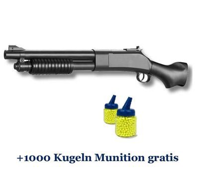 Softair Pumpgun Gewehr Rayline 188Black ca.60 cm <0,5 Joule ab14 J. + 1000 Kugeln