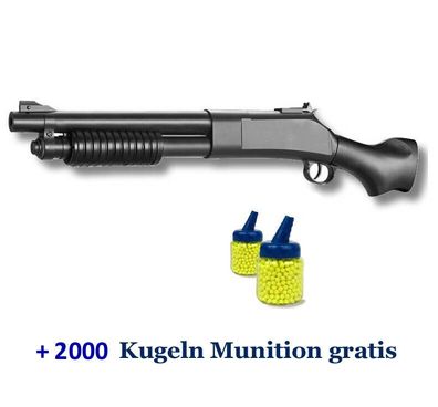 Softair Pumpgun Gewehr Rayline 188Black ca.60 cm <0,5 Joule ab14 J. + 2000 Kugeln