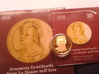 Original 20 euro 2018 PP Italien Gentileschi 6,45g 900er Gold - 1200 Stück