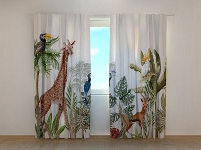 Fotogardine Tiere aus dem Dschungel, Fotovorhang mit Motiv, Digitaldruck, auf Maß
